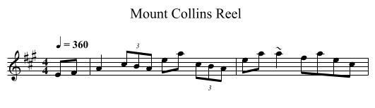 Mount Collins Reel  - staff notation