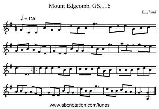 Mount Edgcomb. GS.116 - staff notation