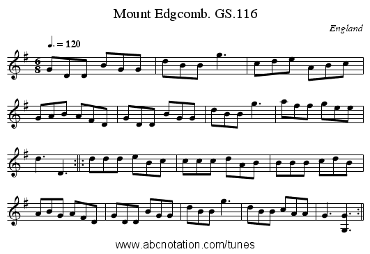 Mount Edgcomb. GS.116 - staff notation