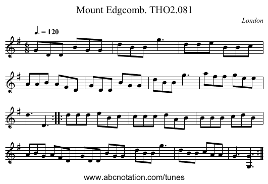 Mount Edgcomb. THO2.081 - staff notation