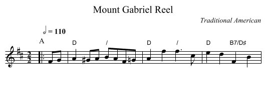 Mount Gabriel Reel - staff notation
