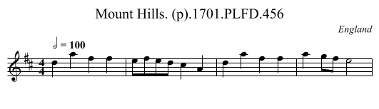 Mount Hills. (p).1701.PLFD.456 - staff notation