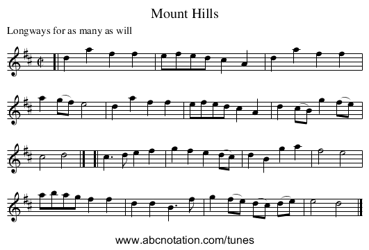 Mount Hills - staff notation