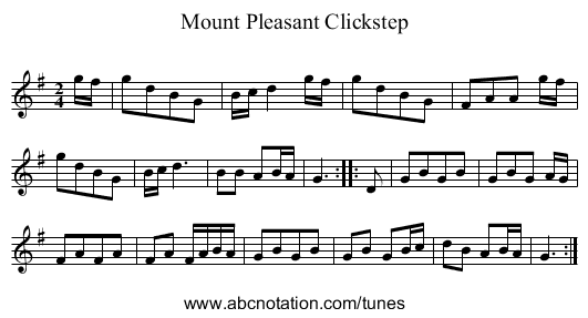Mount Pleasant Clickstep - staff notation