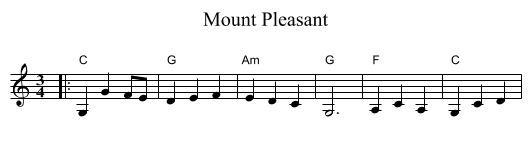 Mount Pleasant - staff notation