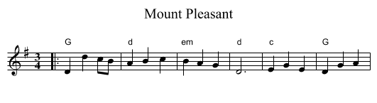 Mount Pleasant - staff notation