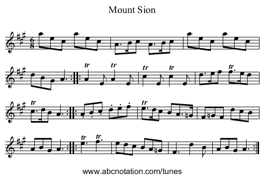 Mount Sion - staff notation