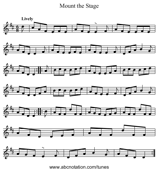 Mount the Stage - staff notation
