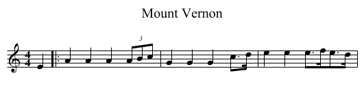 Mount Vernon - staff notation