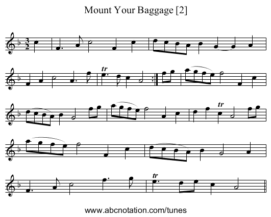 Mount Your Baggage [2] - staff notation