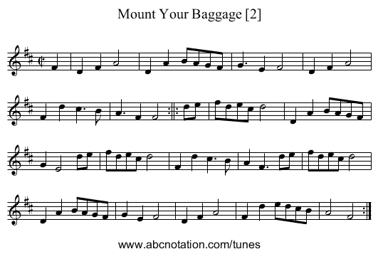 Mount Your Baggage [2] - staff notation