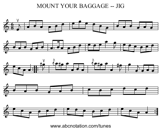 MOUNT YOUR BAGGAGE -- JIG - staff notation