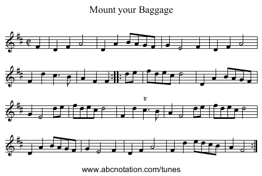 Mount your Baggage - staff notation