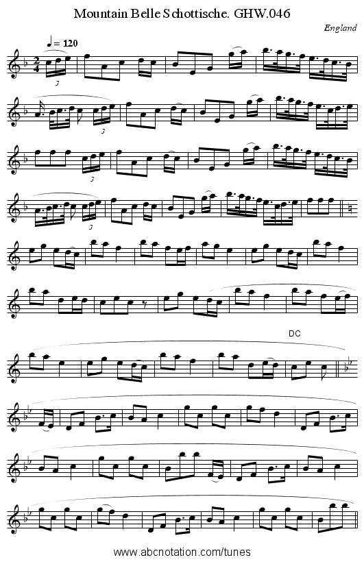 Mountain Belle Schottische. GHW.046 - staff notation