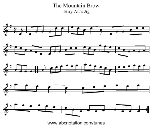 Mountain Brow, The - staff notation