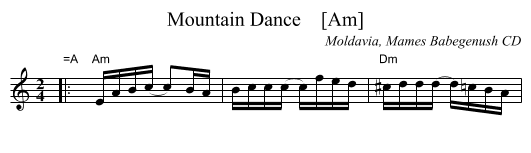 Mountain Dance    [Am] - staff notation
