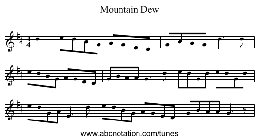 Mountain Dew - staff notation