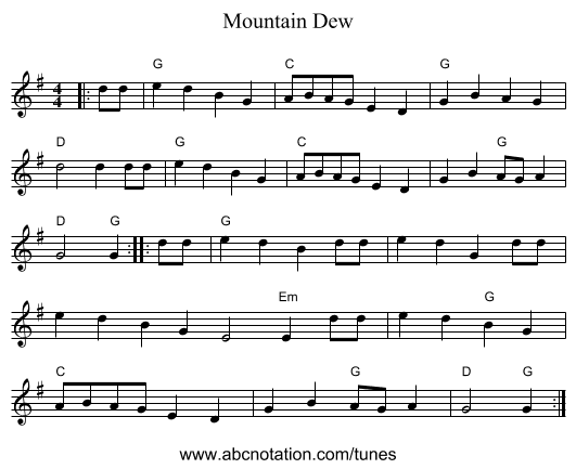 Mountain Dew - staff notation