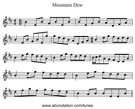 Mountain Dew - staff notation