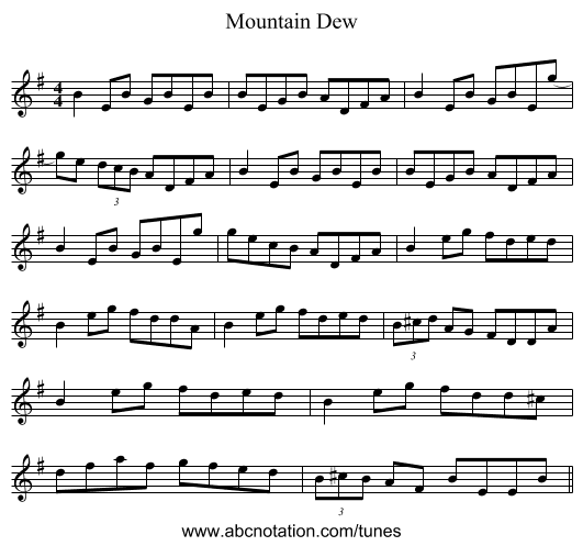 Mountain Dew - staff notation