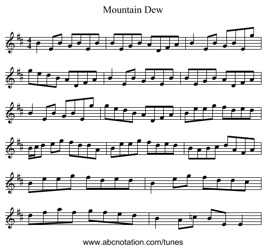 Mountain Dew - staff notation
