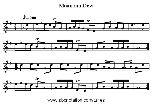 Mountain Dew - staff notation