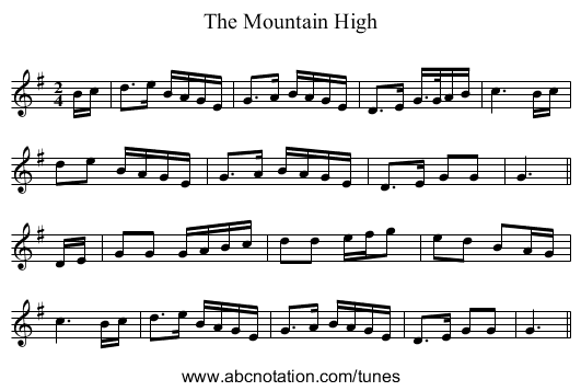 Mountain High, The - staff notation