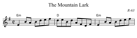 Mountain Lark, The  - staff notation