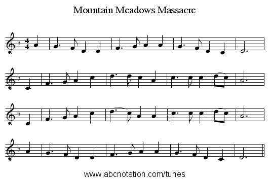 Mountain Meadows Massacre - staff notation