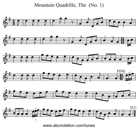 Mountain Quadrille, The  (No. 1) - staff notation