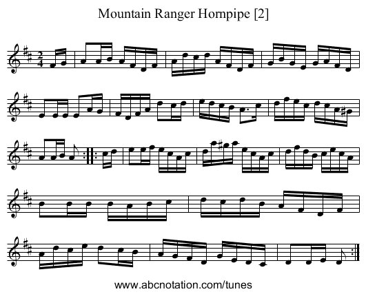 Mountain Ranger Hornpipe [2] - staff notation