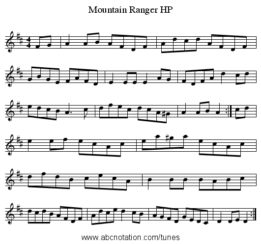 Mountain Ranger HP - staff notation