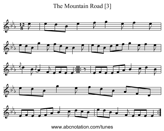 Mountain Road [3], The - staff notation