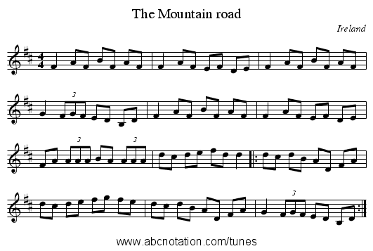 Mountain road, The - staff notation