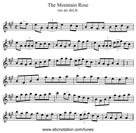 Mountain Rose, The - staff notation
