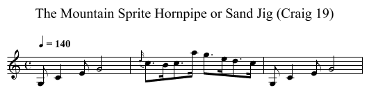 Mountain Sprite Hornpipe or Sand Jig (Craig 19), The - staff notation