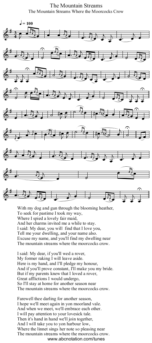 Mountain Streams, The - staff notation