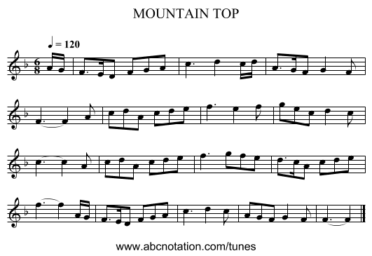 MOUNTAIN TOP - staff notation