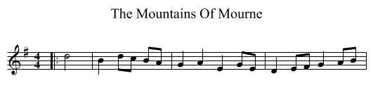 Mountains Of Mourne, The  - staff notation