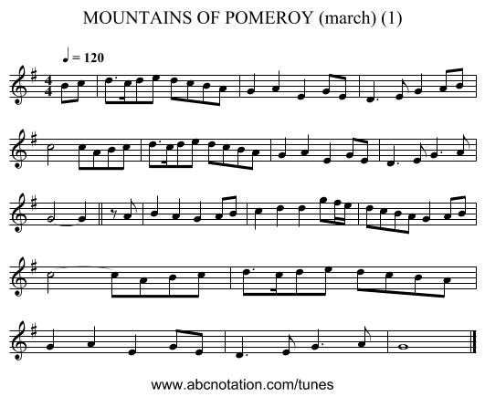 MOUNTAINS OF POMEROY (march) (1) - staff notation
