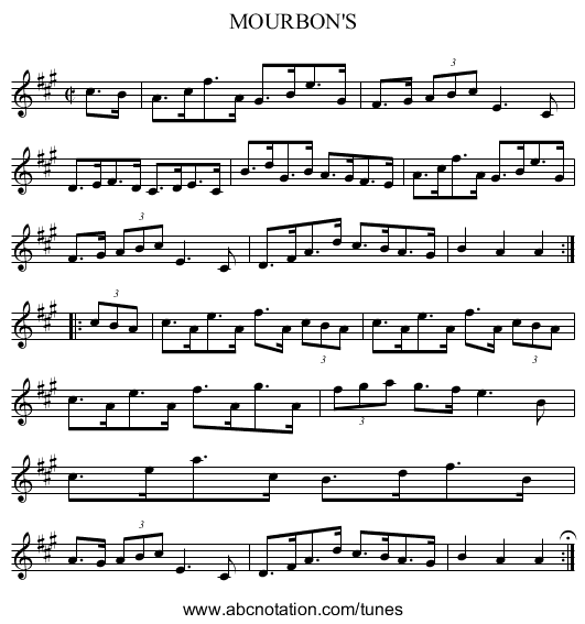 MOURBON'S - staff notation
