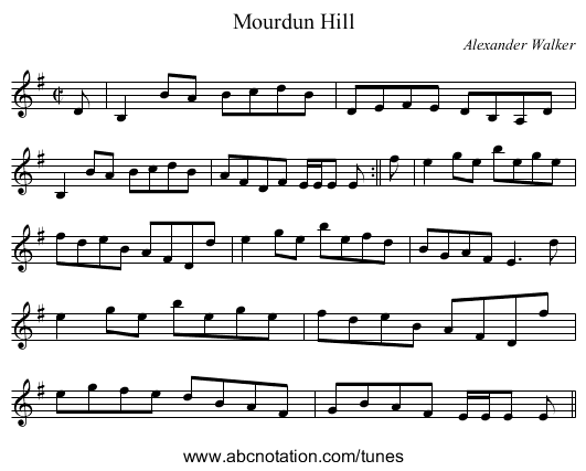 Mourdun Hill - staff notation