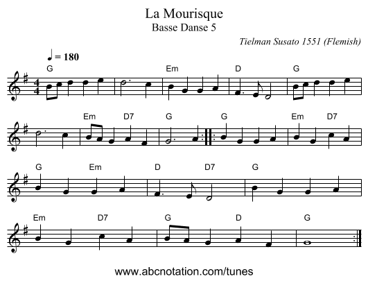 Mourisque, La - staff notation