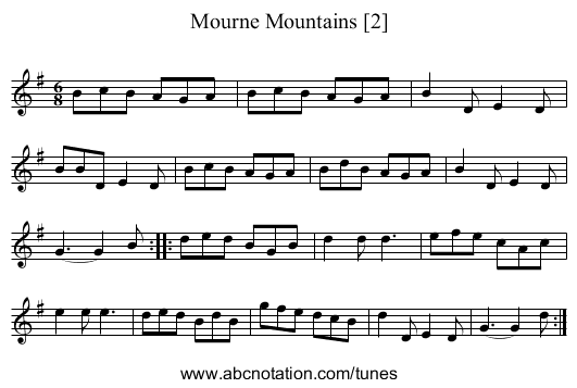Mourne Mountains [2] - staff notation