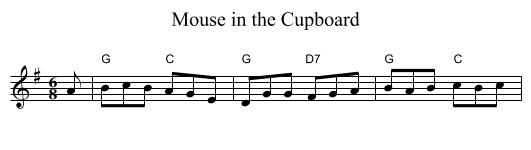 Mouse in the Cupboard - staff notation
