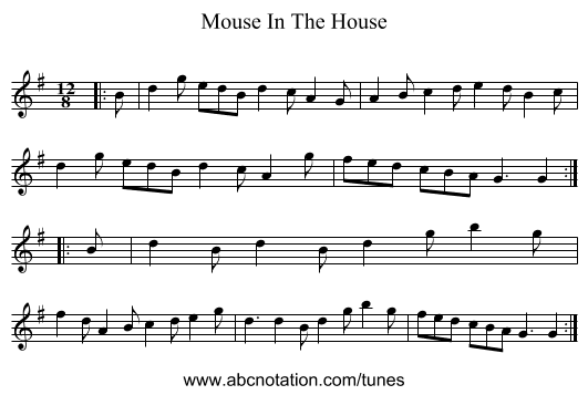 Mouse In The House - staff notation