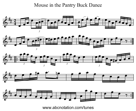Mouse in the Pantry Buck Dance - staff notation