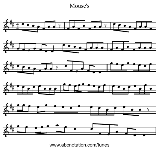 Mouse's - staff notation