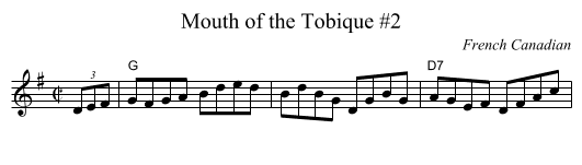 Mouth of the Tobique #2 - staff notation