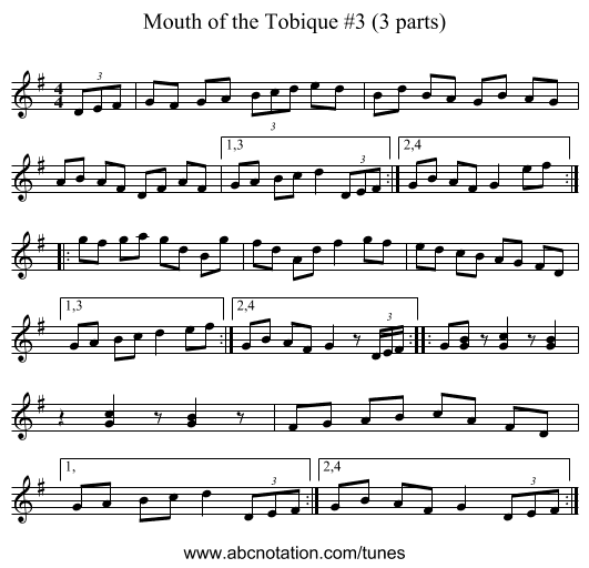 Mouth of the Tobique #3 (3 parts) - staff notation